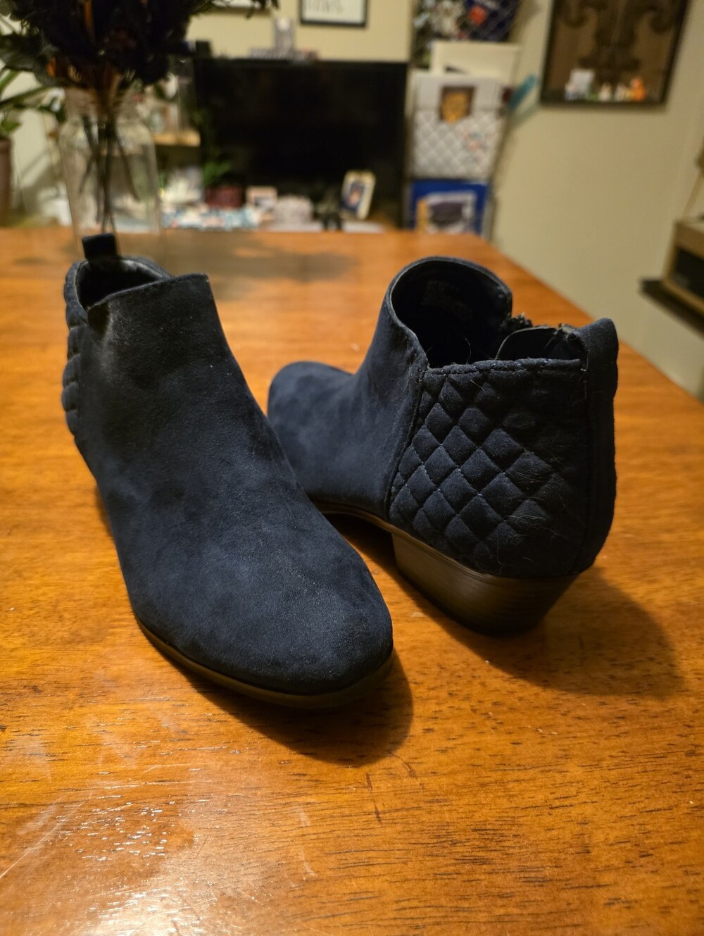 Style & Co. Quilted Navy Suede Chelsea Booties - Wessley Style, Like New!!!